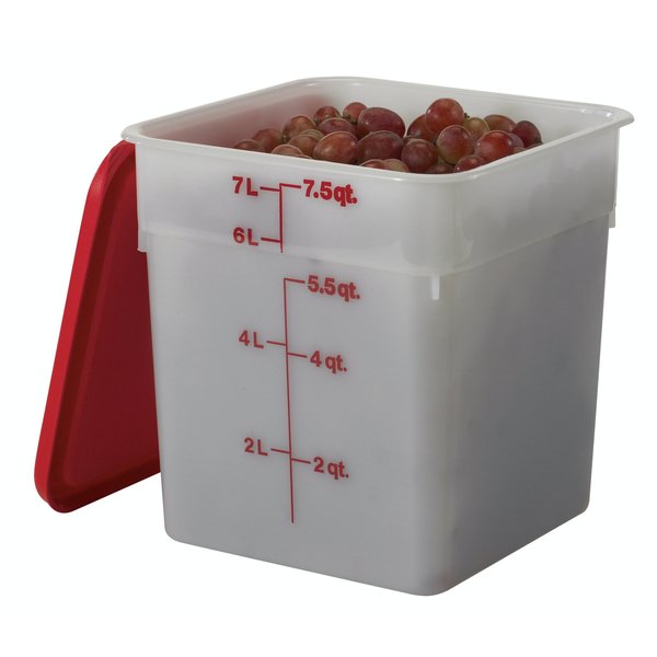 Cambro Camsquare 8 qt. Winter Rose Graduation Mark White Poly Container 8SFSP148